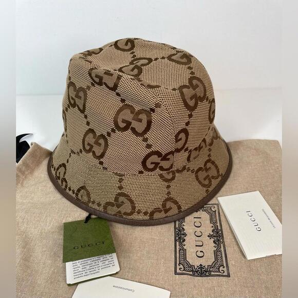 NEW NWT GUCCI JUMBO GG LOGO BUCKET HAT - Picture 2 of 10
